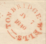 143867 1840 1d MULREADY WRAPPER TONBRIDGE WELLS, KENT TO LONDON, RED MALTESE CROOS AND WAFER SEAL 'CROWN' ABOVE 'CROSS OF THE ORDER OF ST. JOHN'.