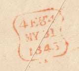 143871 1845 PENNY PINK USED IN LONDON 'Maddox-St' RECEIVERS HANDSTAMP, WAFER SEAL ON REVERSE.