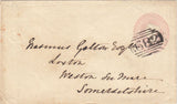 143872 1844 PENNY PINK ENVELOPE ST. LEONARD'S ON SEA, SUSSEX TO WESTON SUPER MARE, MUSICAL WAFER SEAL ON REVERSE.