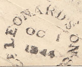 143872 1844 PENNY PINK ENVELOPE ST. LEONARD'S ON SEA, SUSSEX TO WESTON SUPER MARE, MUSICAL WAFER SEAL ON REVERSE.
