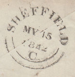 143874 1842 MAIL SHEFFIELD TO EDINBURGH 1d (SG8) 'NO CORN LAWS'  WAFER SEAL.