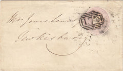 143875 1845 PENNY PINK ENVELOPE CHELTENHAM TO TEWKESBURY WAFER SEAL ON REVERSE.