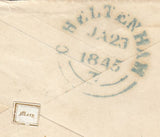143875 1845 PENNY PINK ENVELOPE CHELTENHAM TO TEWKESBURY WAFER SEAL ON REVERSE.