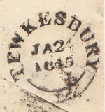 143875 1845 PENNY PINK ENVELOPE CHELTENHAM TO TEWKESBURY WAFER SEAL ON REVERSE.