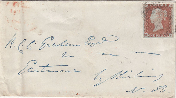 143877 1846 MAIL BRANDON, SUFFOLK TO STIRLING 1d (SG8) WAFER SEAL ON REVERSE.