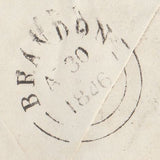143877 1846 MAIL BRANDON, SUFFOLK TO STIRLING 1d (SG8) WAFER SEAL ON REVERSE.