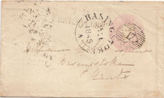 143879 1845 PENNY PINK ENVELOPE LONDON TO BASINGSTOKE WAFER SEAL ON REVERSE.