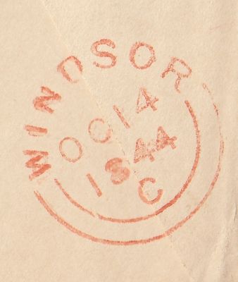 143880 1844 PENNY PINK ENVELOPE ETON, BERKS TO BANBURY 'ETON' UDC IN RED AND WAFER SEAL ON REVERSE.