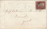 143882 1852 MAIL LONDON TO BRANDSBY, YORK 1d (SG8) WAFER SEAL ON REVERSE.