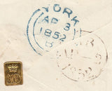 143882 1852 MAIL LONDON TO BRANDSBY, YORK 1d (SG8) WAFER SEAL ON REVERSE.