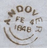 143884 1848 MAIL ANDOVER TO HAVRE, FRANCE, WAFER SEAL ON REVERSE.