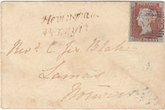143889 1849 MAIL LAVENHAM, SUFFOLK TO NORWICH 1d (SG8) 'LAVENHAM' UDC AND 'Hevingham/Penny Post' HANDSTAMP.