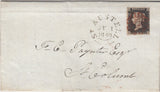 143891 1840 MAIL TREGONY, CORNWALL TO ST. COLUMB 1d GREY-BLACK PL.2 (SG3)(KK).