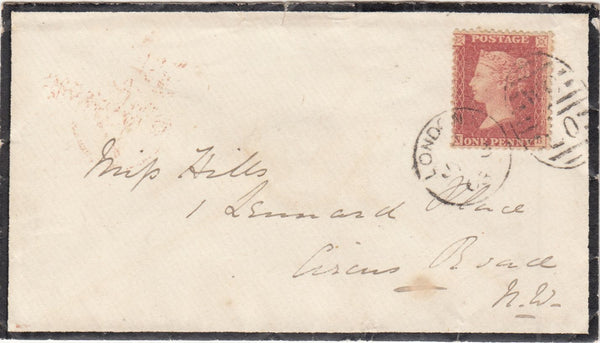 143900 1863 MOURNING ENVELOPE USED IN LONDON DIE 2 1d PL.50 (SG42)(NB).