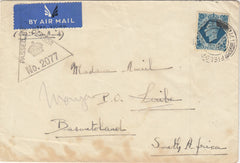 143903 1941 AIRMAIL 'FPO/171' IN PALESTINE TO BASUTOLAND KGVI 10d (SG474).