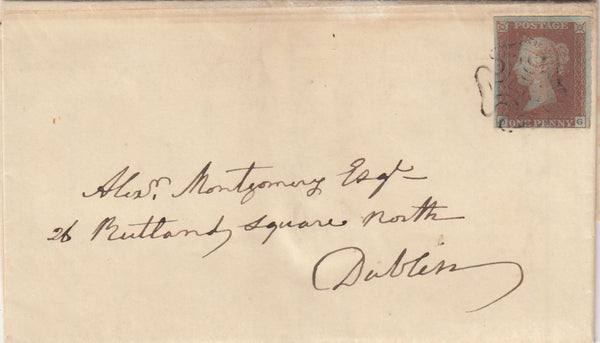 143907 1841 MAIL MOHILL, COUNTY LEITRIM TO DUBLIN 1d PL.16 (SG8)  MOHILL MALTESE CROSS.