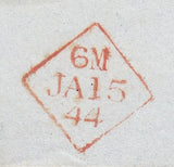 143909 1844 MAIL CRUMLIN, COUNTY ANTRIM TO DUBLIN 1d PL.40 (SG8) CRUMLIN MALTESE CROSS.