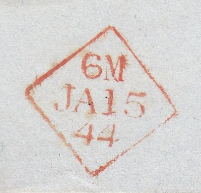 143909 1844 MAIL CRUMLIN, COUNTY ANTRIM TO DUBLIN 1d PL.40 (SG8) CRUMLIN MALTESE CROSS.