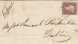 143911 1843 MAIL BANBRIDGE, CO DOWN TO DUBLIN 1d  PL.31 (SG8)(PG) BANBRIDGE MALTESE CROSS.