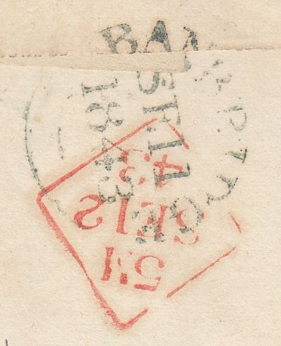 143911 1843 MAIL BANBRIDGE, CO DOWN TO DUBLIN 1d  PL.31 (SG8)(PG) BANBRIDGE MALTESE CROSS.