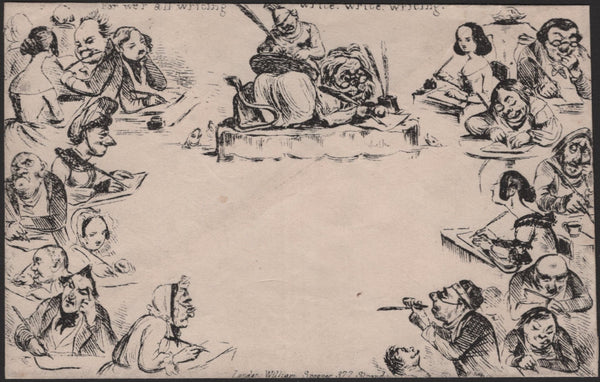 143926 1840 ORIGINAL SPOONER CARICATURE No.4 'WRITING ENVELOPE' VERY FINE UNUSED.