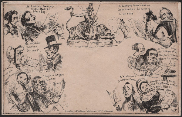 143928 1840 ORIGINAL SPOONER CARICATURE No.6  'CORRESPONDENCE ENVELOPE' VERY FINE UNUSED.