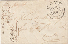 143937 1845 MAIL COVE TO CORK WITH WAFER SEAL 'Post Paid' .