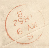 143941  1852 MAIL HOMBURG, GERMANY TO DUBLIN EMBOSSED IMAGE ON FLAP OF YOUNG LADY'S HEAD IN PROFILE.