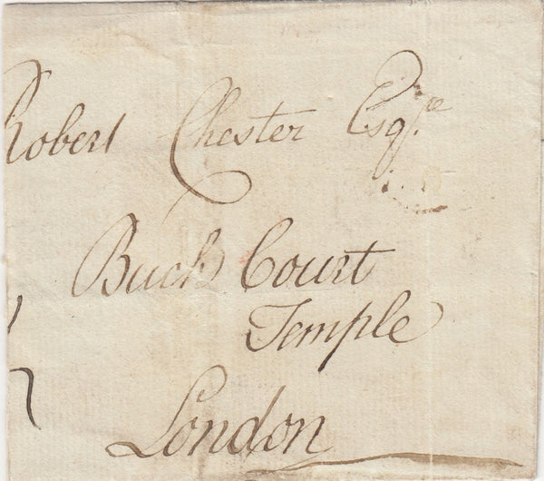 143943 CIRCA 1770-1788 MAIL HAY, BRECONSHIRE TO LONDON 'HAY' HANDSTAMP (W1112) AND LONDON BISHOP MARK.143944