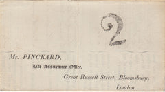 143944 1842 HEALTH QUESTIONNAIRE PORTSMOUTH TO LONDON, UNPAID WITH '2' UNIFORM PENNY POST CHARGEMARK OF PORTSMOUTH (HA1048).