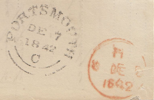 143944 1842 HEALTH QUESTIONNAIRE PORTSMOUTH TO LONDON, UNPAID WITH '2' UNIFORM PENNY POST CHARGEMARK OF PORTSMOUTH (HA1048).