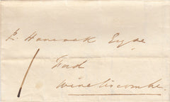 143945 1825 MAIL BULLAND LODGE TO FORD, WIVELISCOMBE, CHARGED '1', 'WIVELISCOMB' UDC (SO1022).