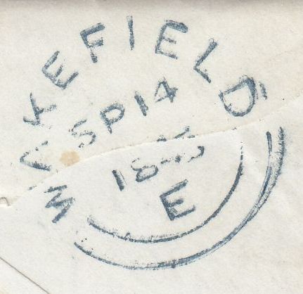 143946  1845 MAIL HALIFAX, NOVA SCOTIA TO WAKEFIELD, YORKSHIRE, ON REVERSE WAFER SEAL.