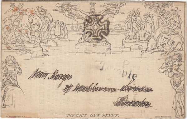 143954 1842 1d MULREADY WRAPPER 'ATLAS ASSURANCE COMPANY' ADVERT (MA 103g) USED.