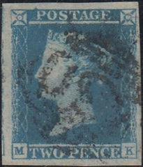143959 1849 2D BLUE PL.4 (SG14)(MK) GOOD TO FINE USED.
