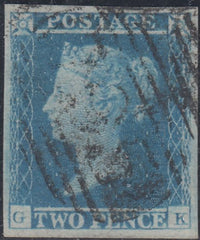 143961 1849 2d BLUE PL.4 (SG14)(GK) GOOD USED.