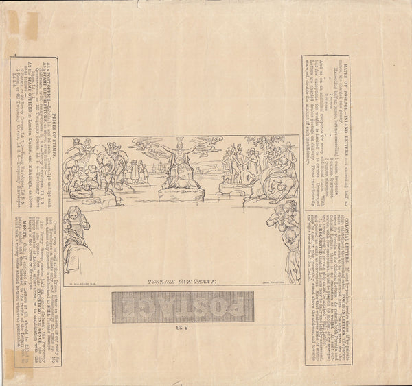 143963 1840 1d MULREADY WRAPPER UNUSED UNSEVERED PAIR, STEREOS A22 AND A23, FINE UNUSED.
