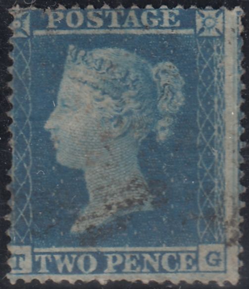 143968 1854 2d BLUE PL.4 S.C.16 (SG19)(TG STATE 2)(SPEC F1h) USED.