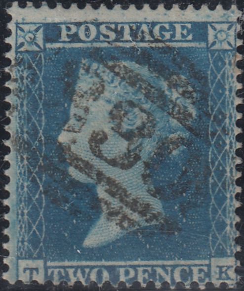 143970 1854 2d BLUE PL.4 S.C.16 (SG19)(TK) GOOD TO FINE USED.