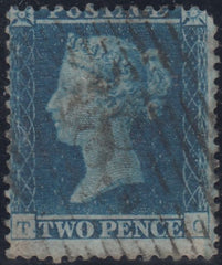 143972 1855 2d BLUE PL.4 S.C.14 (SG23)(TC) STATE 3 (SPEC F2j) GOOD USED, ROUNDED PERFORATION.