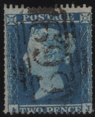 143977 1854 2d BLUE PL.4 S.C.16 (SG19)(AJ) DOUBLE PERFORATION (SPEC F1e) VERY FINE USED.