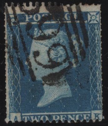 143978  1854 2d BLUE PL.4 S.C.16 (SG19)(AK) DOUBLE PERFORATION (SPEC F1e) VERY FINE USED.