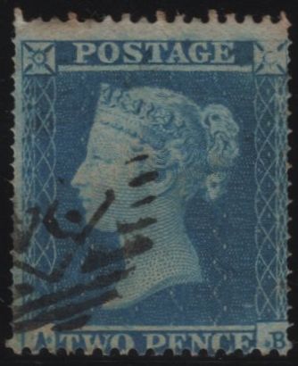 143985 1854 2d BLUE PL.4 S.C.16 (SG16)(AB STATE 2)(SPEC F1h) AND 'DOUBLE PERFORATIONS' (SPEC F1e) VERY FINE USED.
