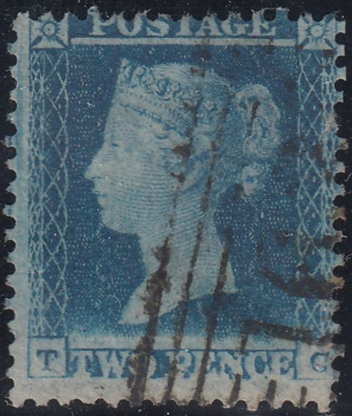 143986 1855 2d BLUE PL.4 S.C.14 (SG23)(TC STATE 2)(SPEC F2h) GOOD USED.