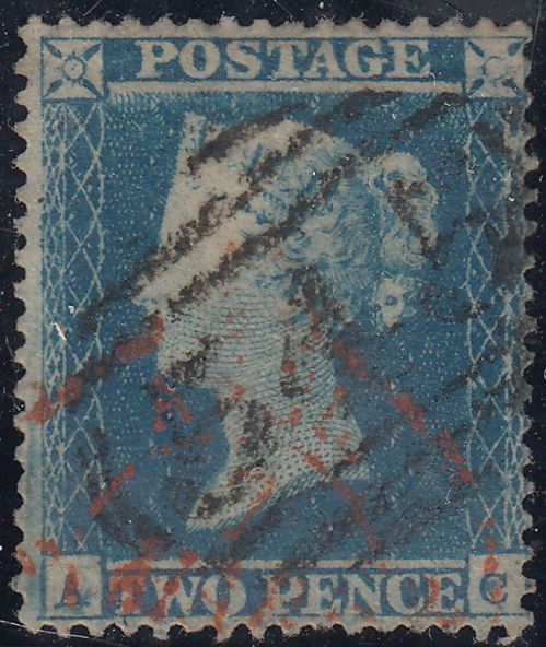 143987  1854 2d BLUE PL.4 S.C.16 (SG19)(AC STATE 2)(SPEC F1h) GOOD TO FINE USED.