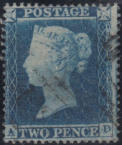 143990 1854 2d BLUE PL.4 S.C.16(SG19)(ADSTATE 2)(SPEC F1h) FINE USED.