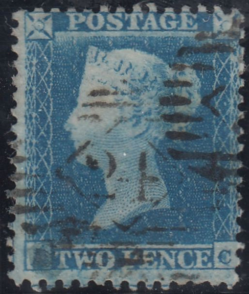 143993 1855 2d BLUE PL.4 S.C.14 (SG23)(AC STATE 2)(SPEC F2f) GOOD TO FINE USED.