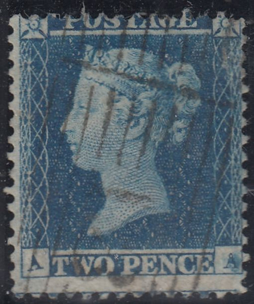 143994 1855 2d BLUE PL.4 S.C.14 (SG23)(AA STATE 2)(SPEC F2i) GOOD TO FINE USED.