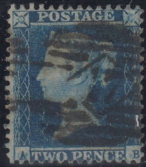 143995 1855 2d BLUE PL.4 S.C.14 (SG23)(AB STATE 3)(SPEC F2i) GOOD TO FINE USED..