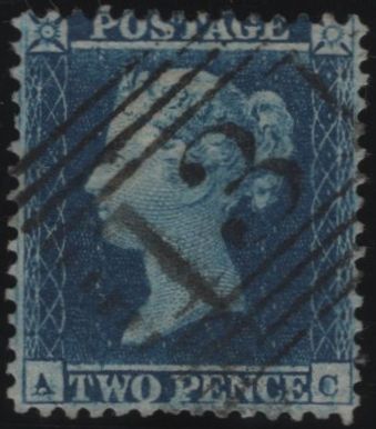 143996 1855 2d BLUE PL.4 S.C.14 (SG23)(AC STATE 3)SPEC F2i) FINE USED.
